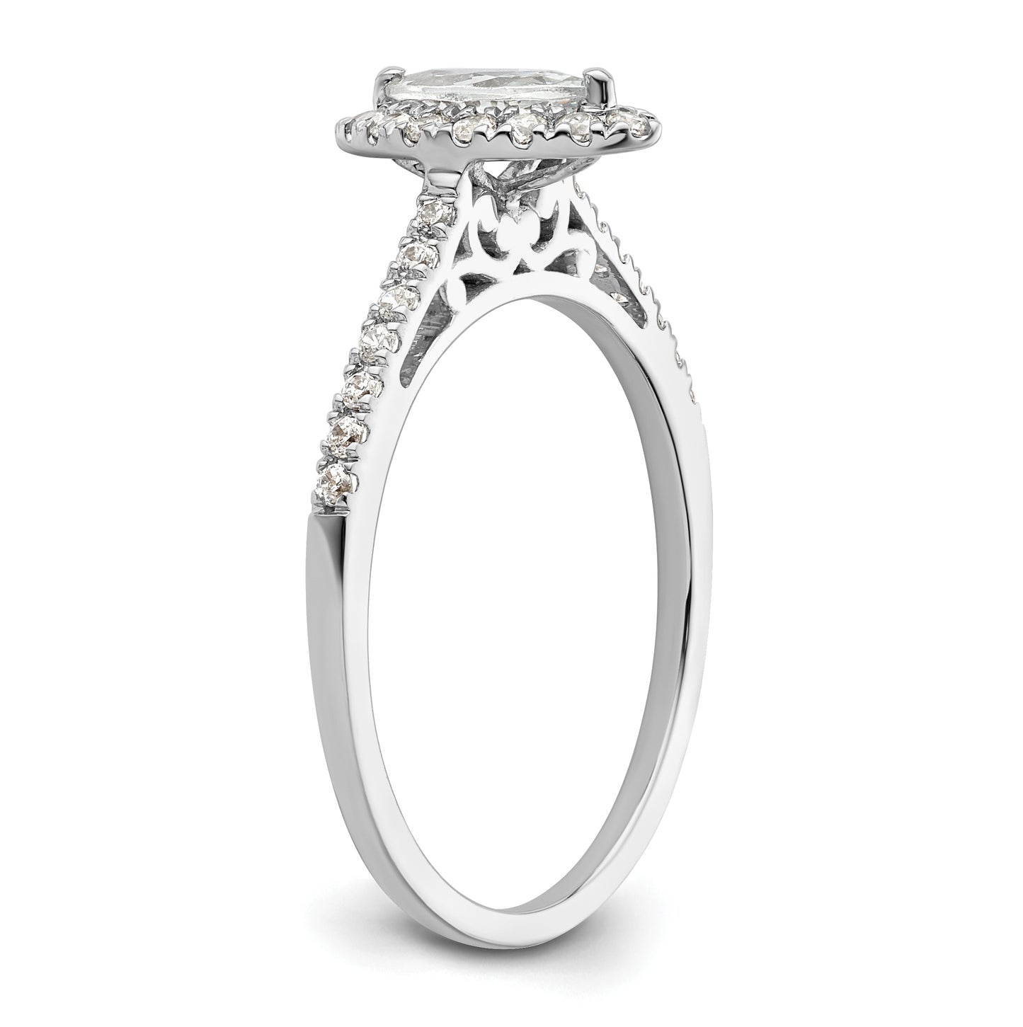 14k White Gold Halo (Holds 1/2 carat (8x4mm) Marquise Center) 1/4 carat Diamond Semi-mount Engagement Ring