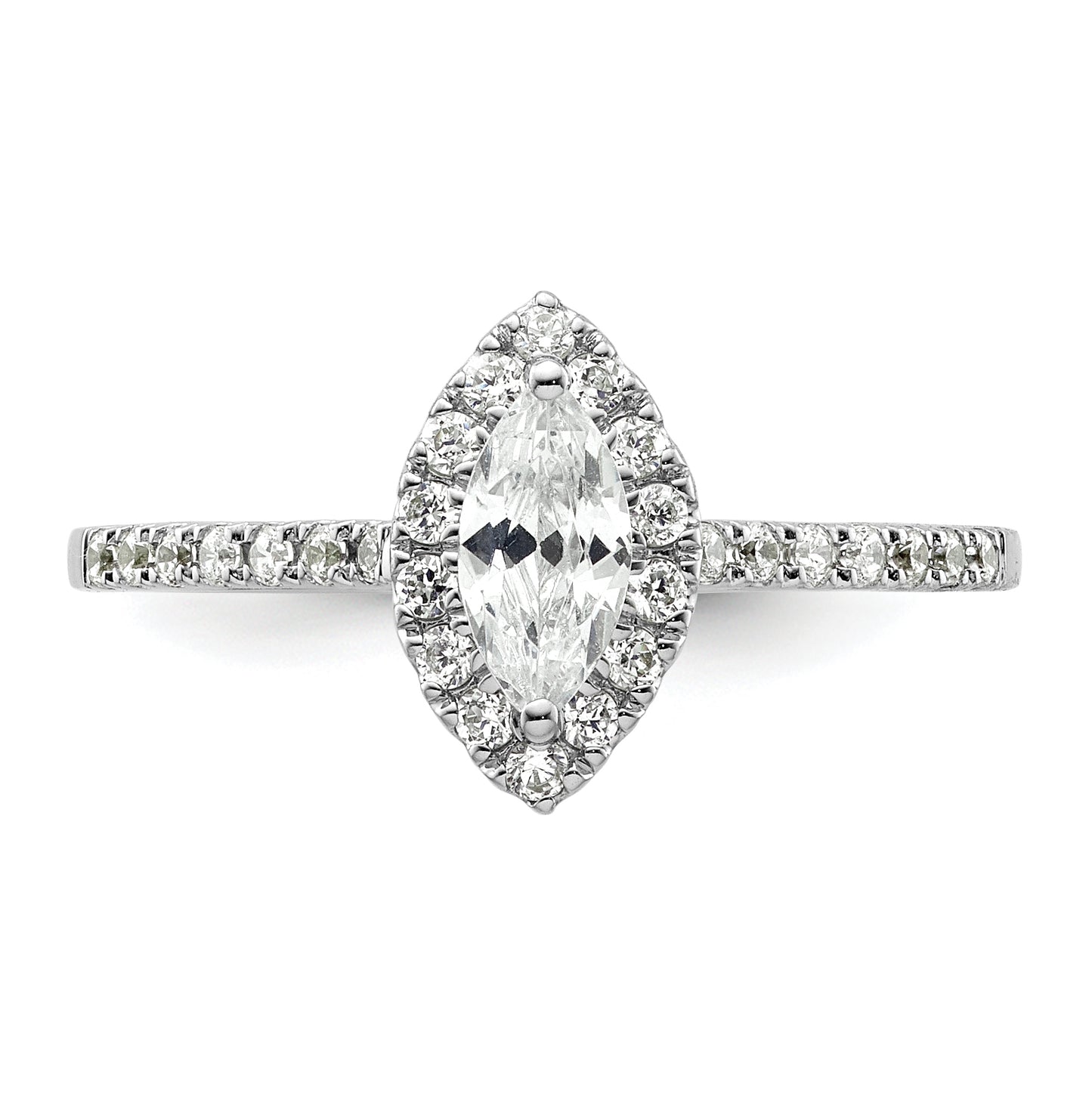 14k Two-tone Halo (Holds 1/2 carat (8x4mm) Marquise Center) 1/4 carat Diamond Semi-mount Engagement Ring