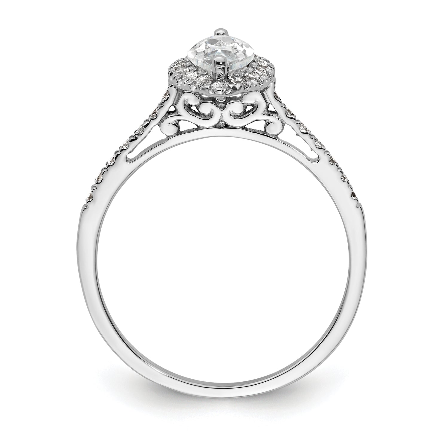 14k White Gold Halo (Holds 3/4 carat (9.0x4.5mm) Marquise Center) 1/3 carat Diamond Semi-mount Engagement Ring