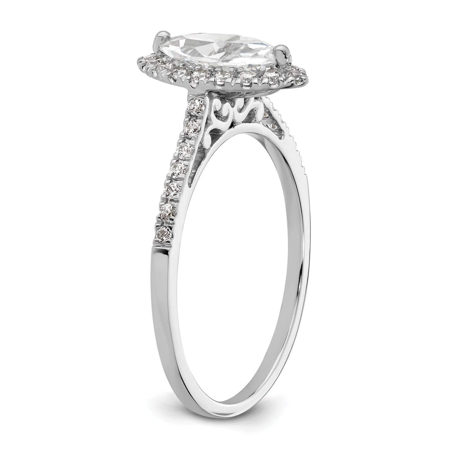 14k White Gold Halo (Holds 3/4 carat (9.0x4.5mm) Marquise Center) 1/3 carat Diamond Semi-mount Engagement Ring