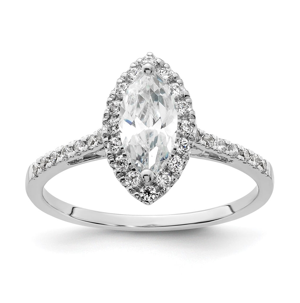 14k White Gold Halo (Holds 3/4 carat (9.0x4.5mm) Marquise Center) 1/3 carat Diamond Semi-mount Engagement Ring