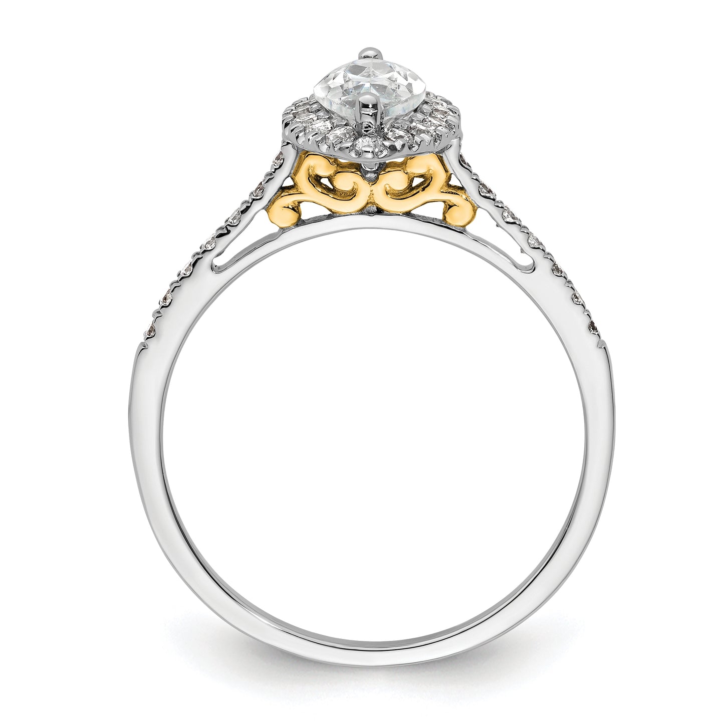 14k Two-tone Halo (Holds 3/4 carat (9.0x4.5mm) Marquise Center) 1/3 carat Diamond Semi-mount Engagement Ring
