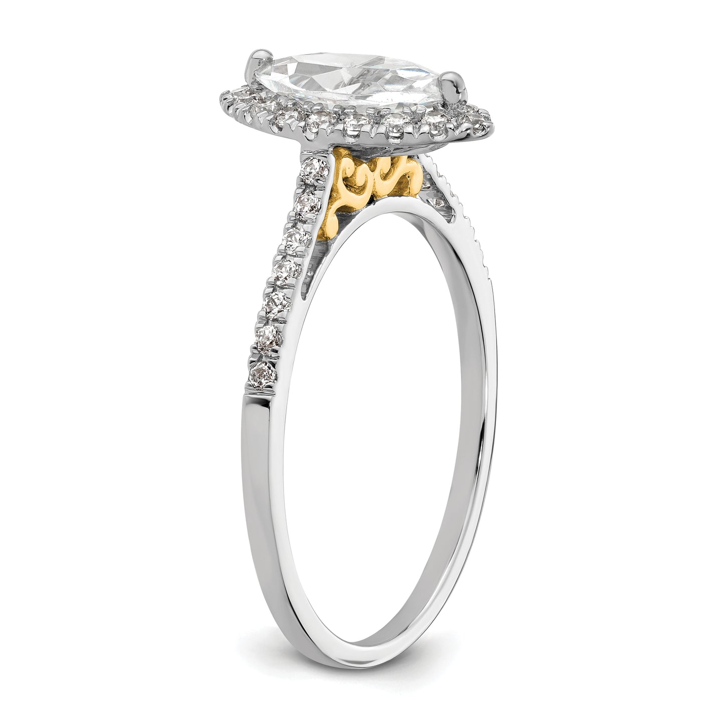 14k Two-tone Halo (Holds 3/4 carat (9.0x4.5mm) Marquise Center) 1/3 carat Diamond Semi-mount Engagement Ring