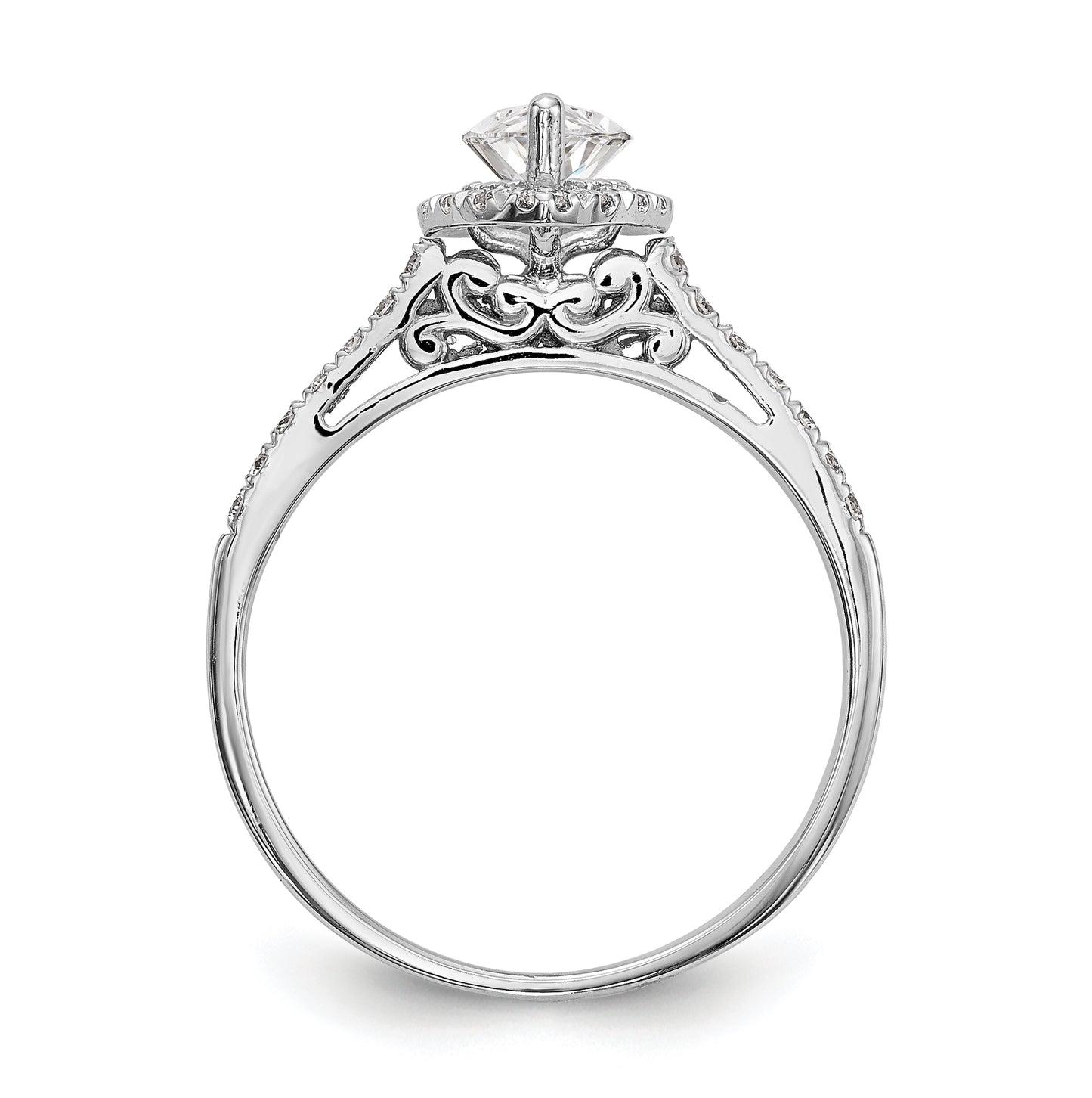 14k White Gold Halo (Holds 1 carat (10x5mm) Marquise Center) 1/4 carat Diamond Semi-mount Engagement Ring