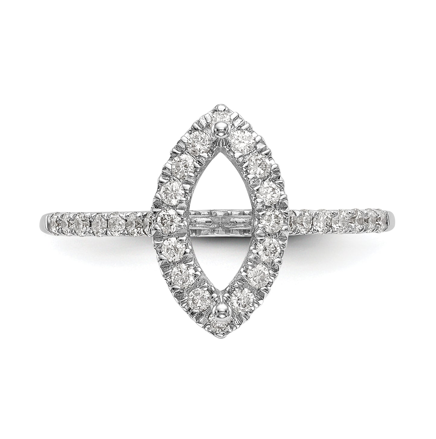 14k White Gold Halo (Holds 1 carat (10x5mm) Marquise Center) 1/4 carat Diamond Semi-mount Engagement Ring