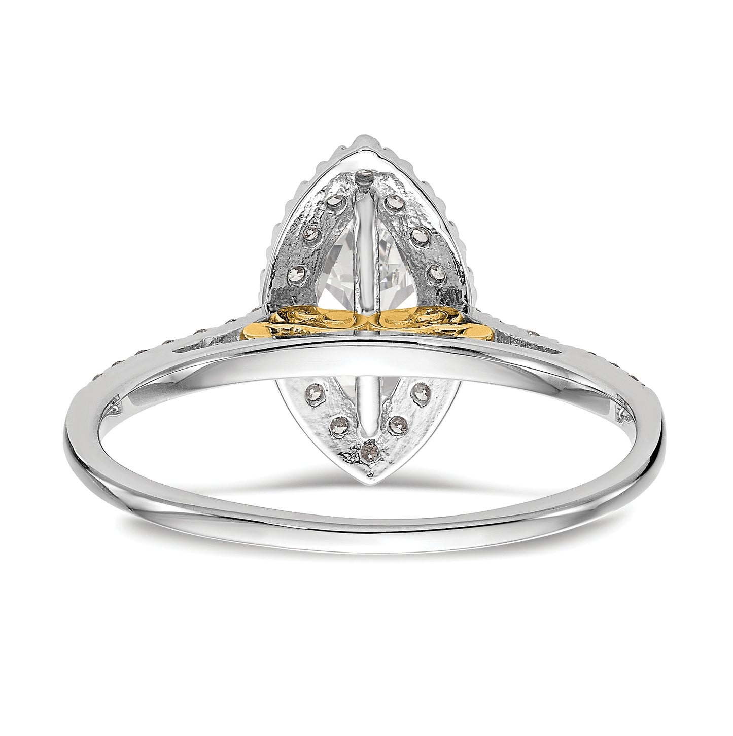 14k Two-tone Halo (Holds 1 carat (10x5mm) Marquise Center) 1/4 carat Diamond Semi-mount Engagement Ring