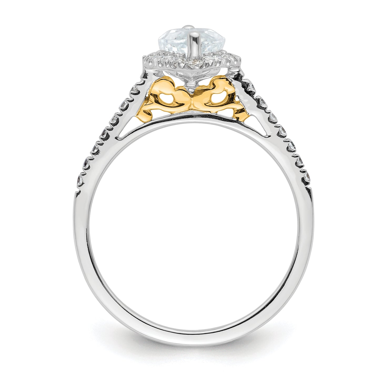 14k Two-tone Halo (Holds 1.25 carat (11x5.5mm) Marquise Center) 1/3 carat Diamond Semi-mount Engagement Ring