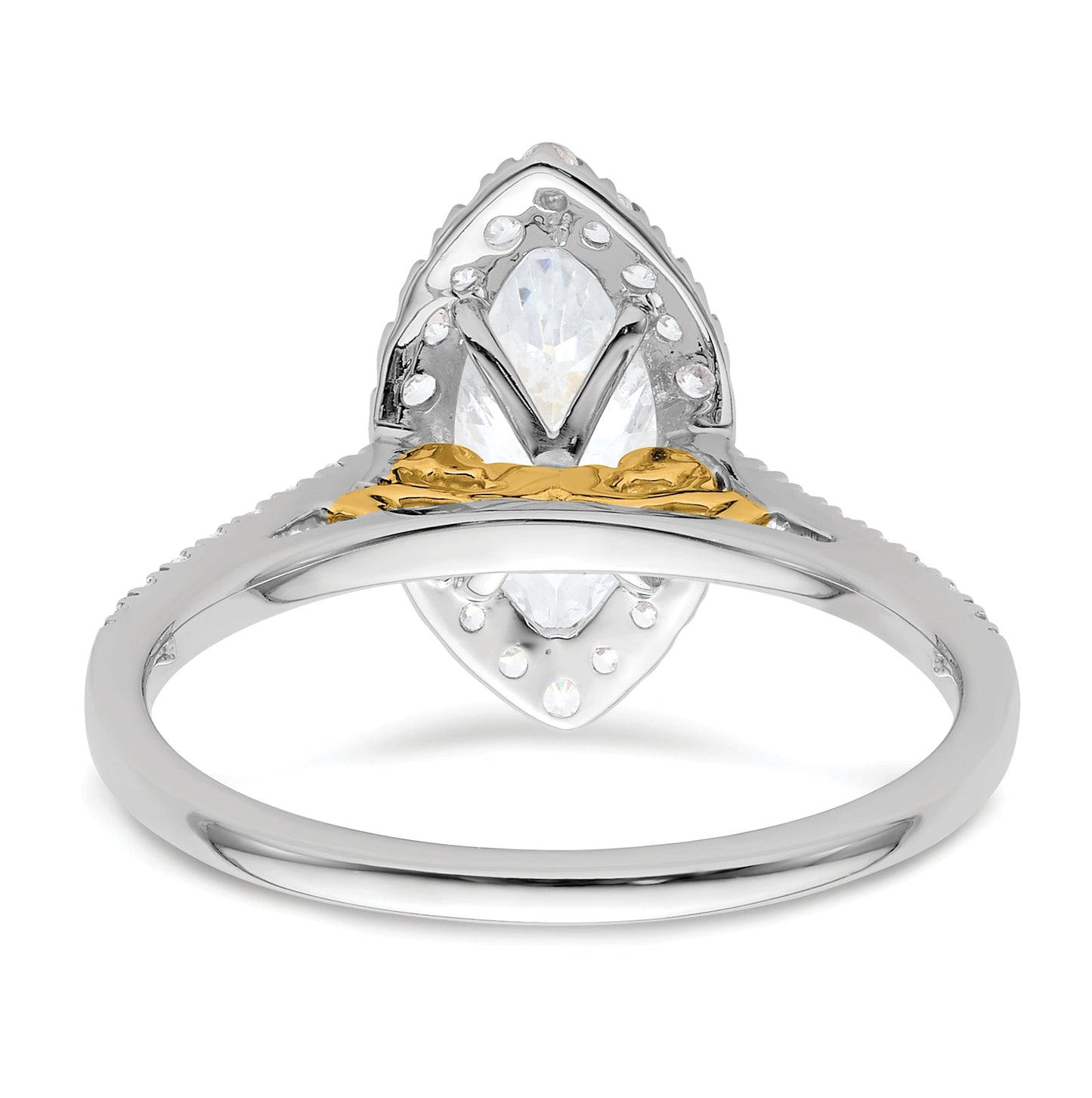 14k Two-tone Halo (Holds 1.25 carat (11x5.5mm) Marquise Center) 1/3 carat Diamond Semi-mount Engagement Ring