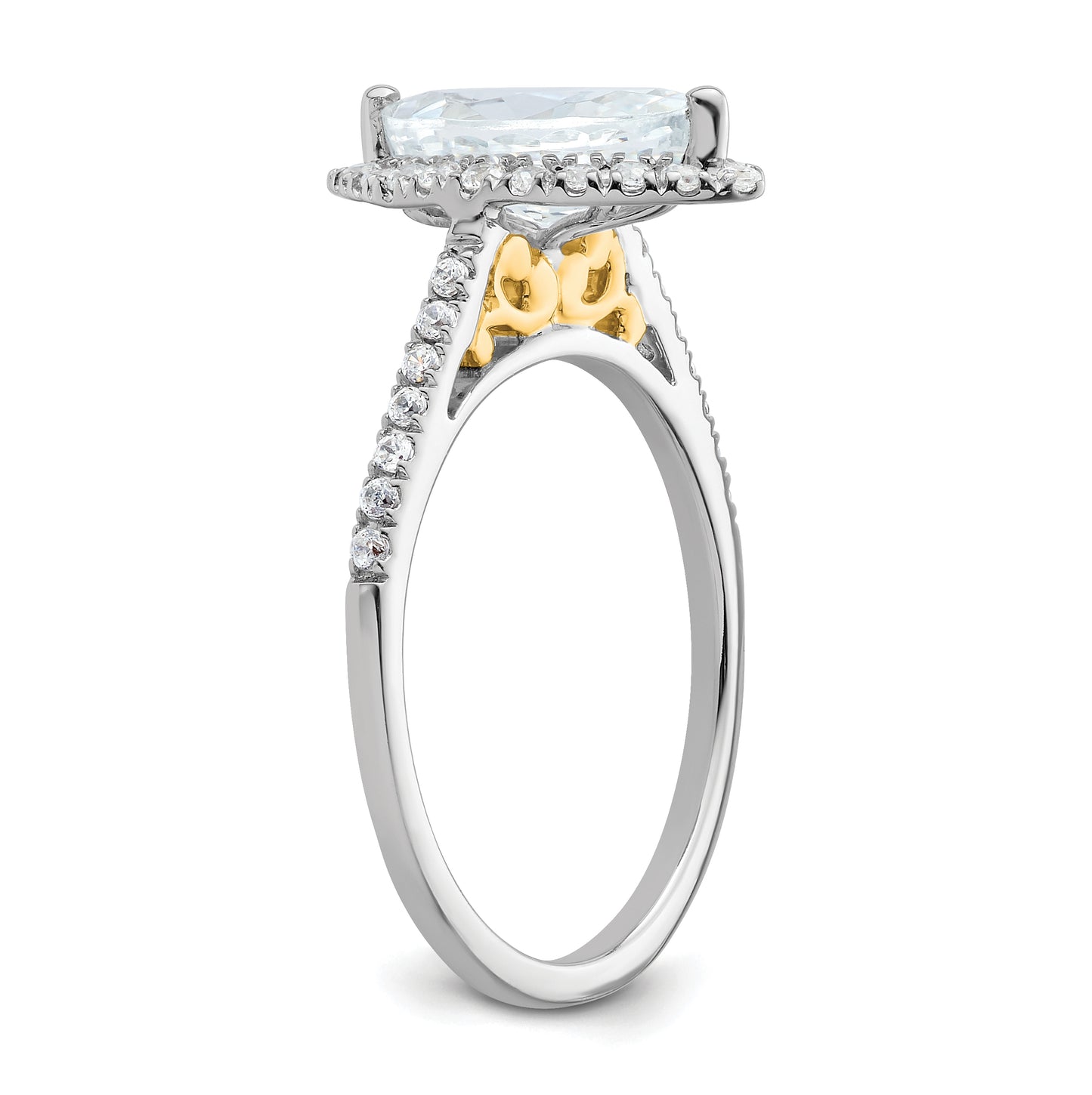 14k Two-tone Halo (Holds 1.25 carat (11x5.5mm) Marquise Center) 1/3 carat Diamond Semi-mount Engagement Ring