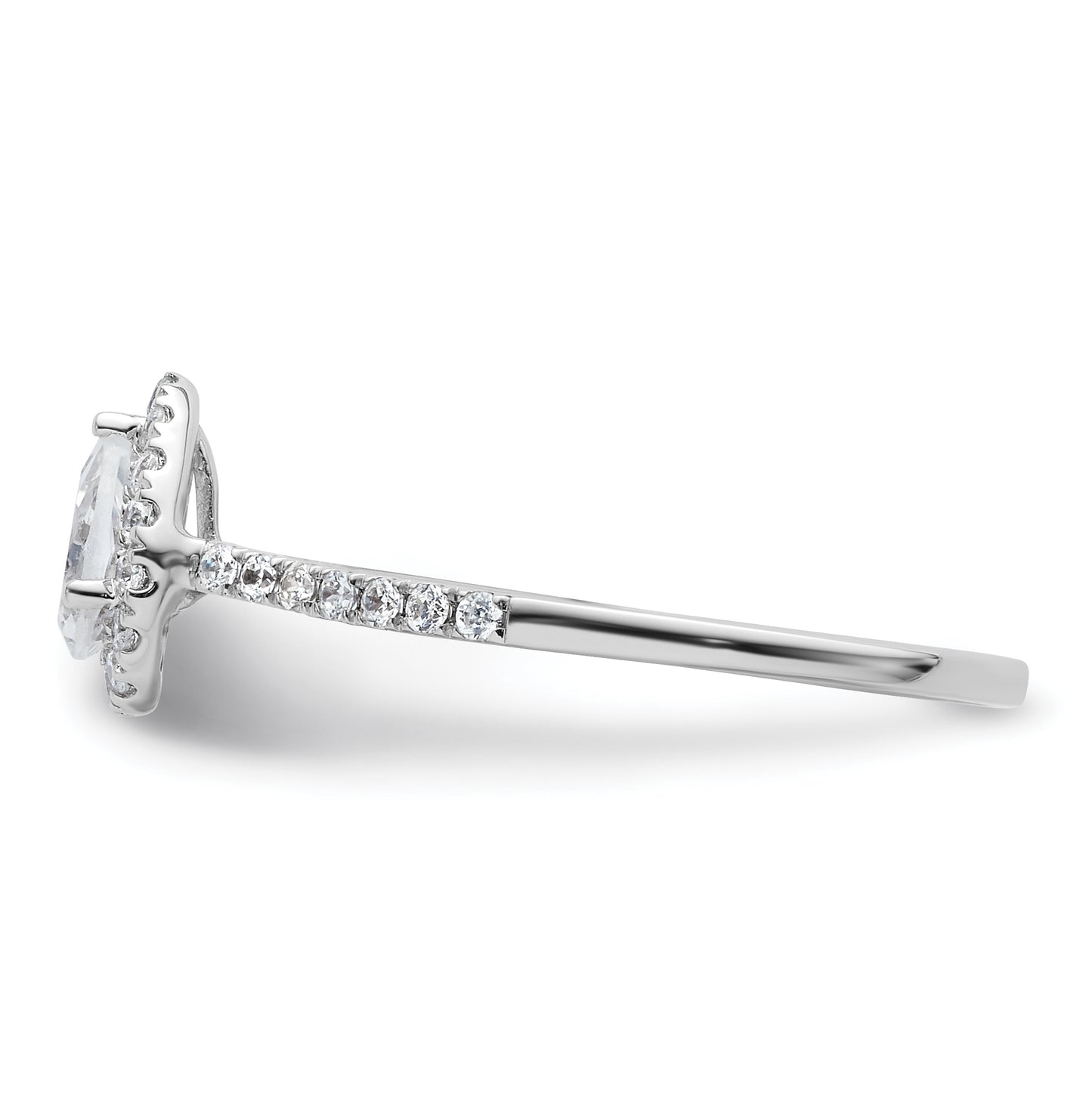 14k White Gold Halo (Holds 1/2 carat (6x4mm) Pear Center) 1/4 carat Diamond Semi-mount Engagement Ring