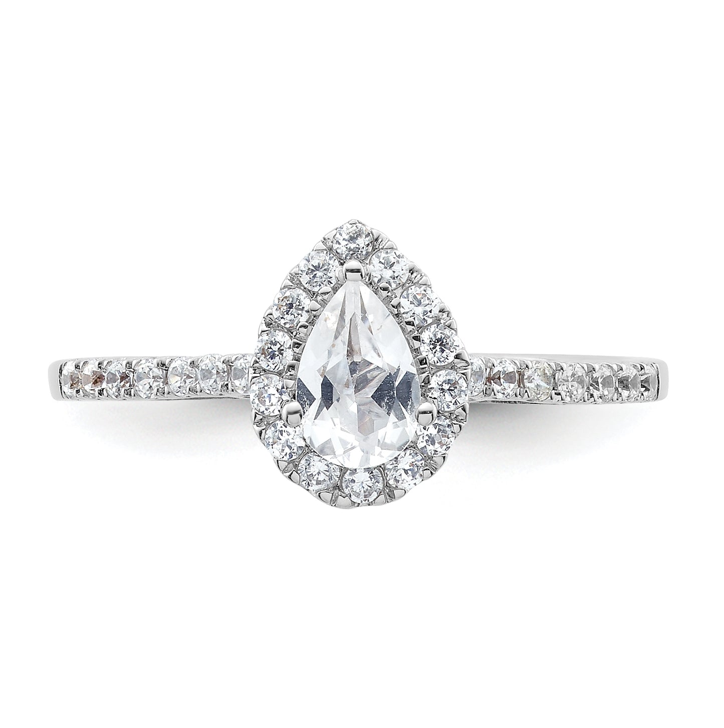 14k White Gold Halo (Holds 1/2 carat (6x4mm) Pear Center) 1/4 carat Diamond Semi-mount Engagement Ring