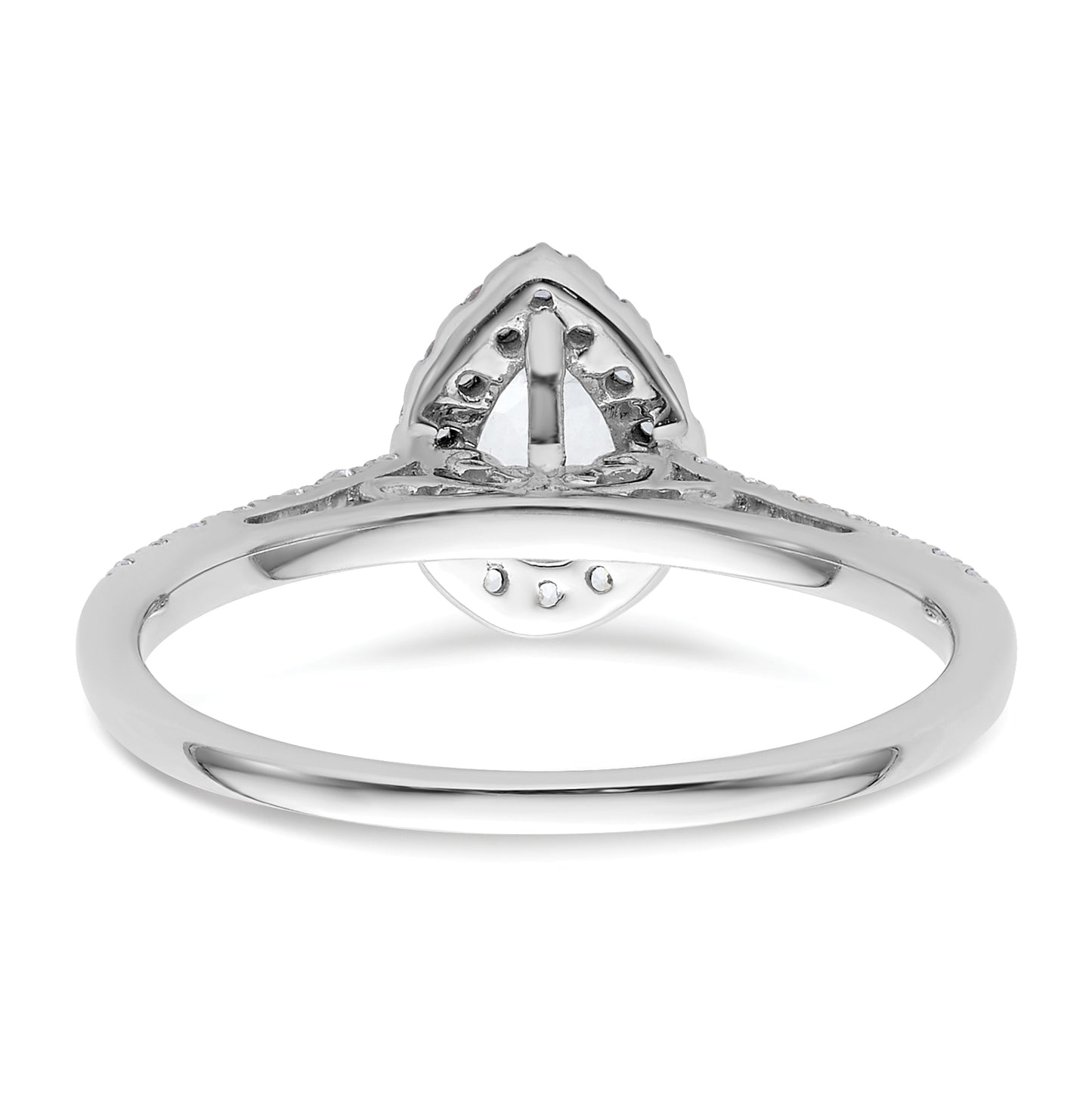 14k White Gold Halo (Holds 1/2 carat (6x4mm) Pear Center) 1/4 carat Diamond Semi-mount Engagement Ring