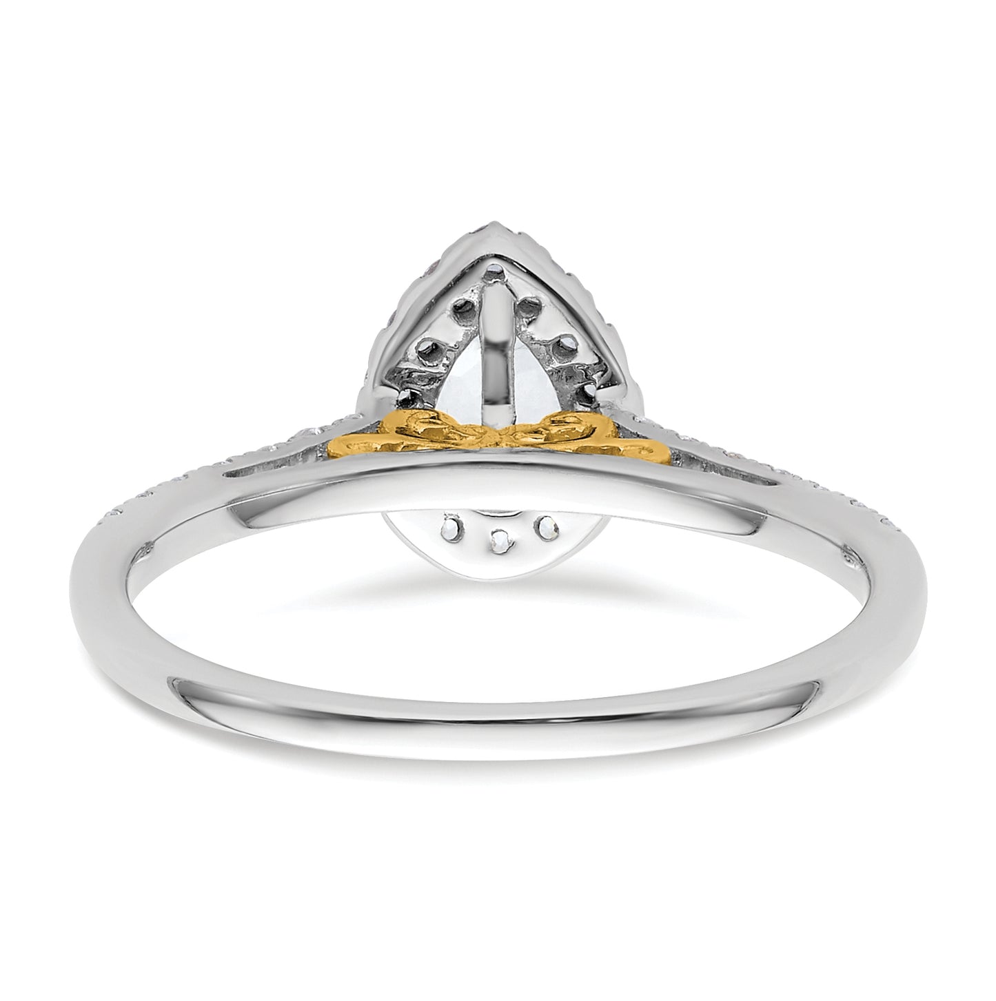 14k Two-tone Halo (Holds 1/2 carat (6x4mm) Pear Center) 1/4 carat Diamond Semi-mount Engagement Ring