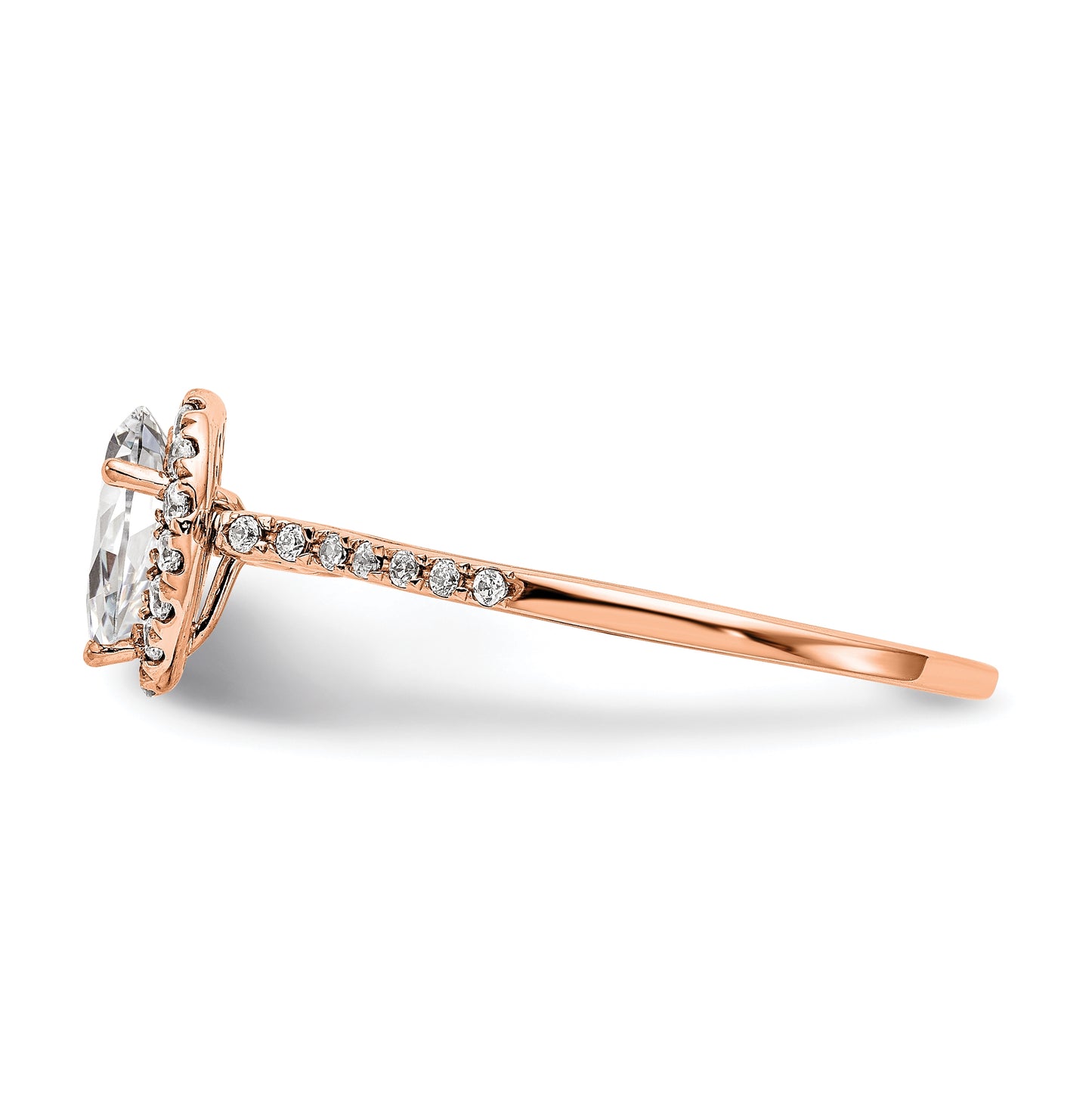 14k Rose Gold Pear Halo Diamond Semi-mount Engagement Ring