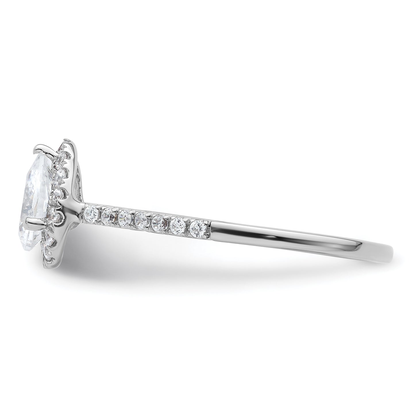 14k White Gold Halo (Holds 3/4 carat (7x5mm) Pear Center) 1/4 carat Diamond Semi-mount Engagement Ring