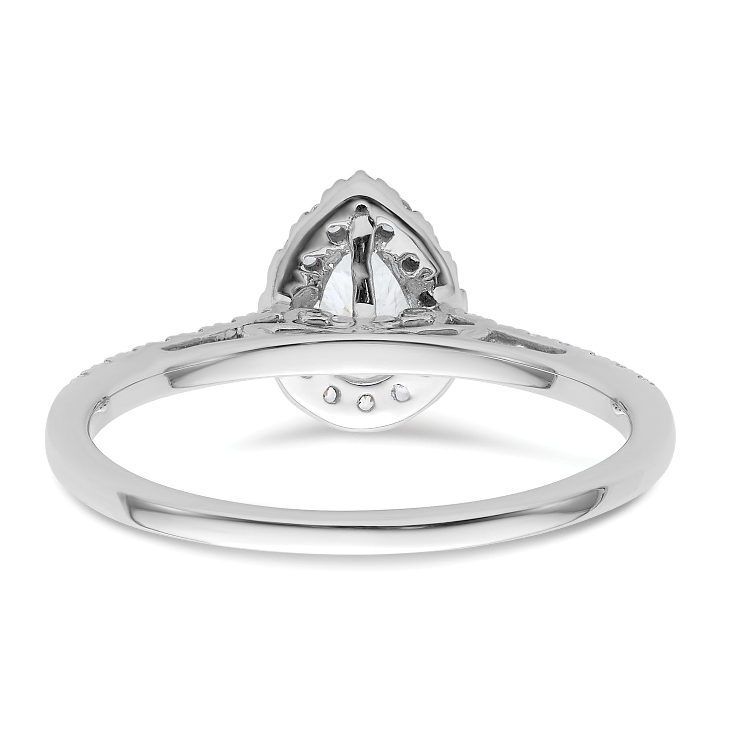 14k White Gold Halo (Holds 3/4 carat (7x5mm) Pear Center) 1/4 carat Diamond Semi-mount Engagement Ring