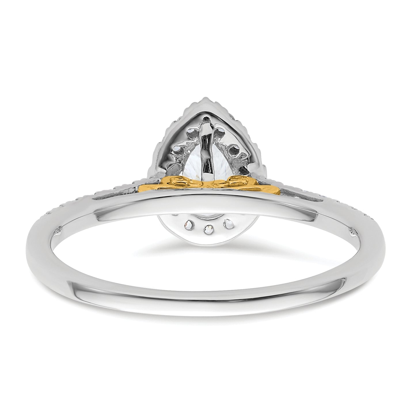 14k Two-tone Halo (Holds 3/4 carat (7x5mm) Pear Center) 1/4 carat Diamond Semi-mount Engagement Ring