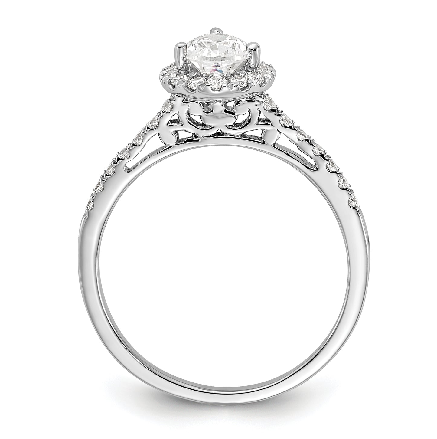 14k White Gold Halo (Holds 1 carat (8x5mm) Pear Center) 1/3 carat Diamond Semi-mount Engagement Ring