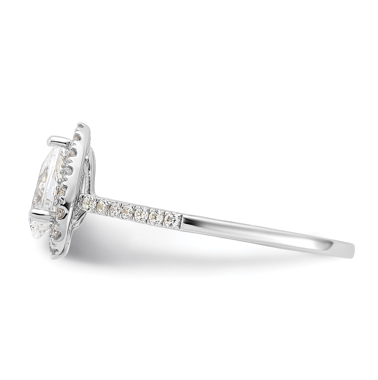 14k White Gold Halo (Holds 1 carat (8x5mm) Pear Center) 1/3 carat Diamond Semi-mount Engagement Ring