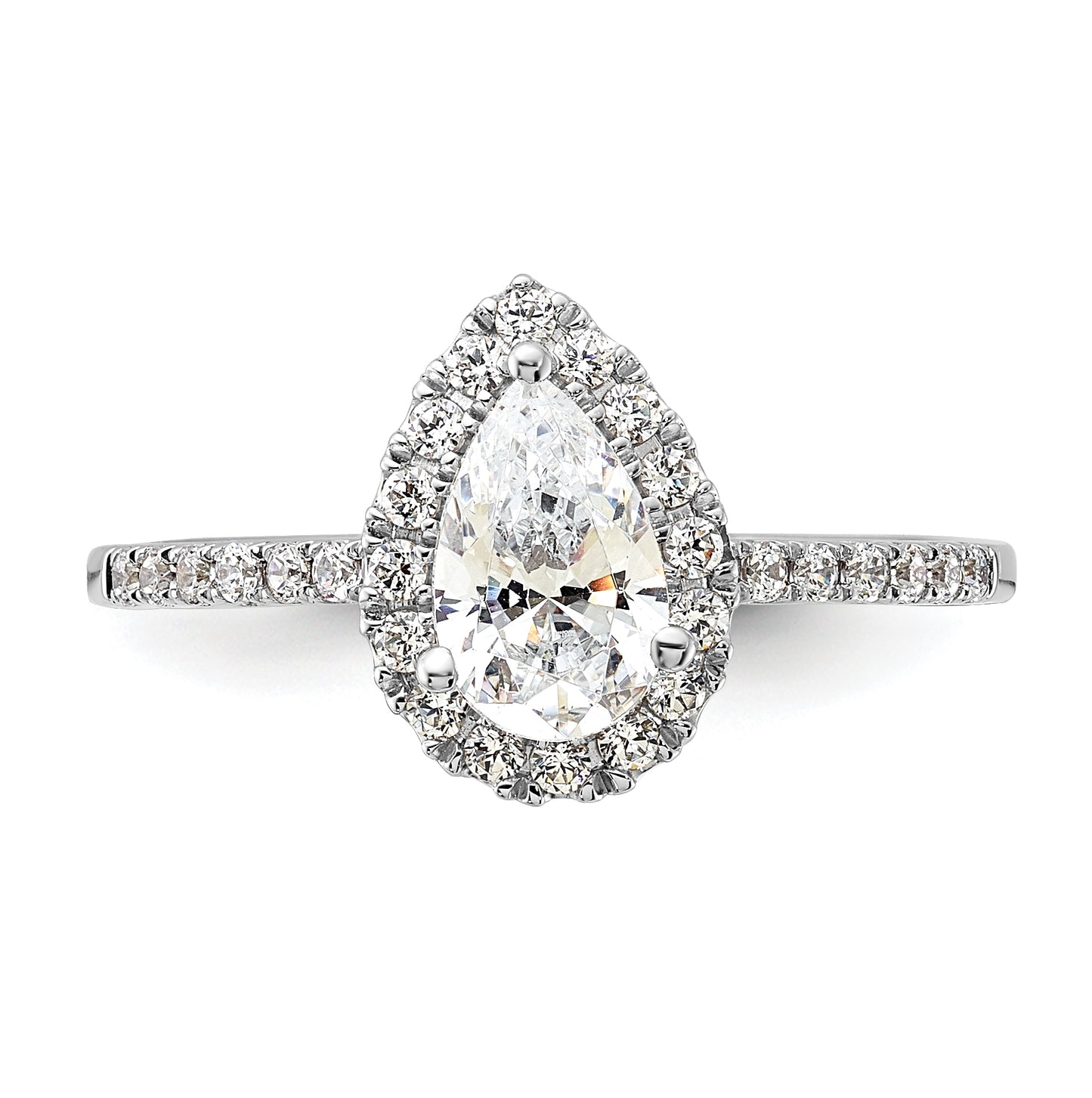 14k White Gold Halo (Holds 1 carat (8x5mm) Pear Center) 1/3 carat Diamond Semi-mount Engagement Ring