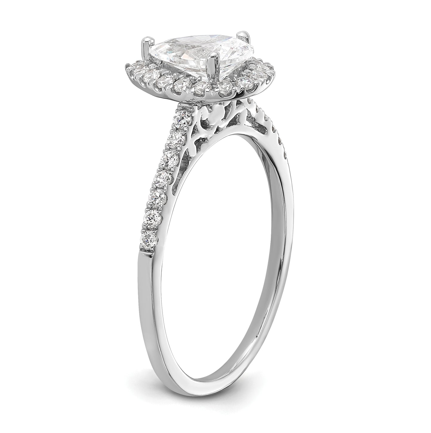 14k White Gold Halo (Holds 1 carat (8x5mm) Pear Center) 1/3 carat Diamond Semi-mount Engagement Ring