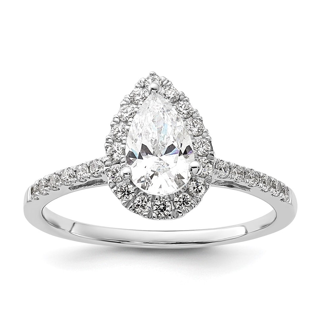 14k White Gold Halo (Holds 1 carat (8x5mm) Pear Center) 1/3 carat Diamond Semi-mount Engagement Ring