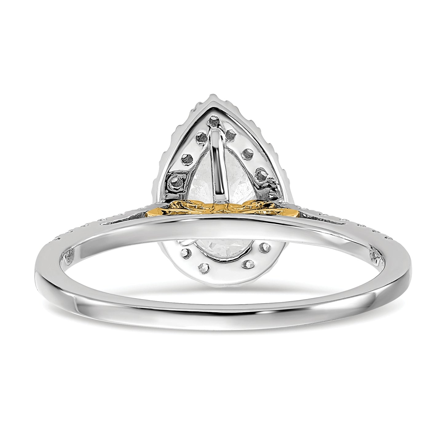 14k Two-tone Halo (Holds 1 carat (8x5mm) Pear Center) 1/3 carat Diamond Semi-mount Engagement Ring