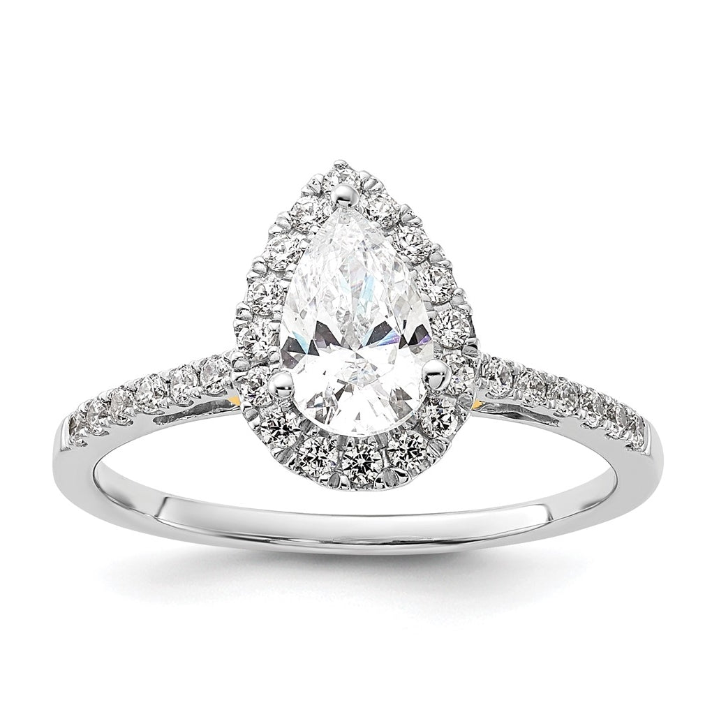 14k Two-tone Halo (Holds 1 carat (8x5mm) Pear Center) 1/3 carat Diamond Semi-mount Engagement Ring