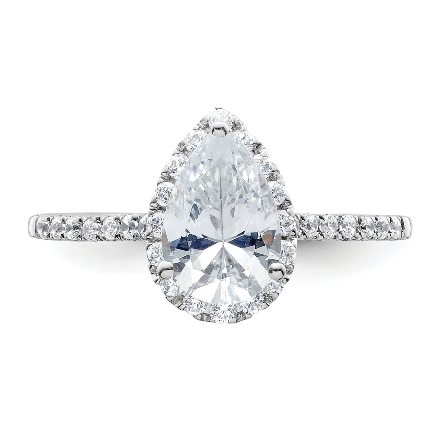 14k White Gold Halo (Holds 1.5 carat (9x6mm) Pear Center) 1/4 carat Diamond Semi-mount Engagement Ring