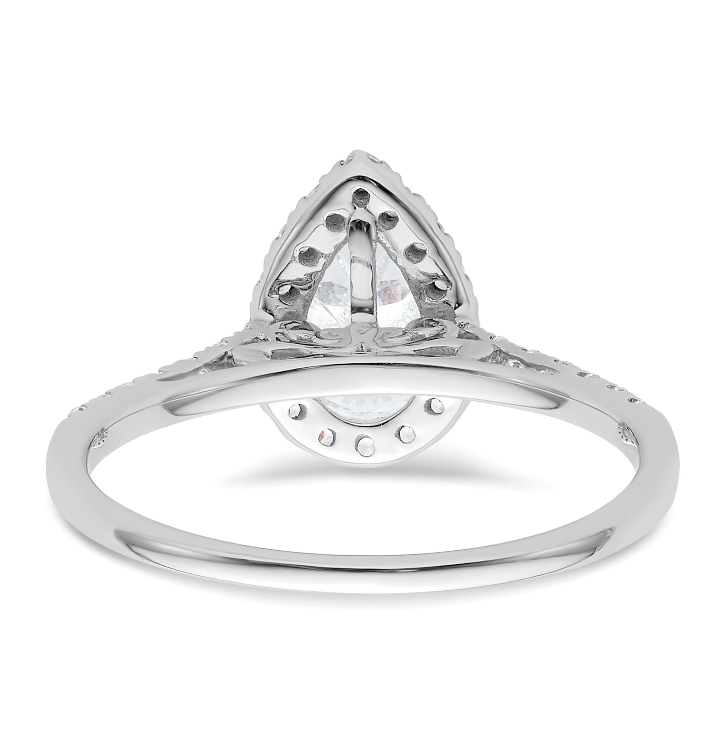 14k White Gold Halo (Holds 1.5 carat (9x6mm) Pear Center) 1/4 carat Diamond Semi-mount Engagement Ring