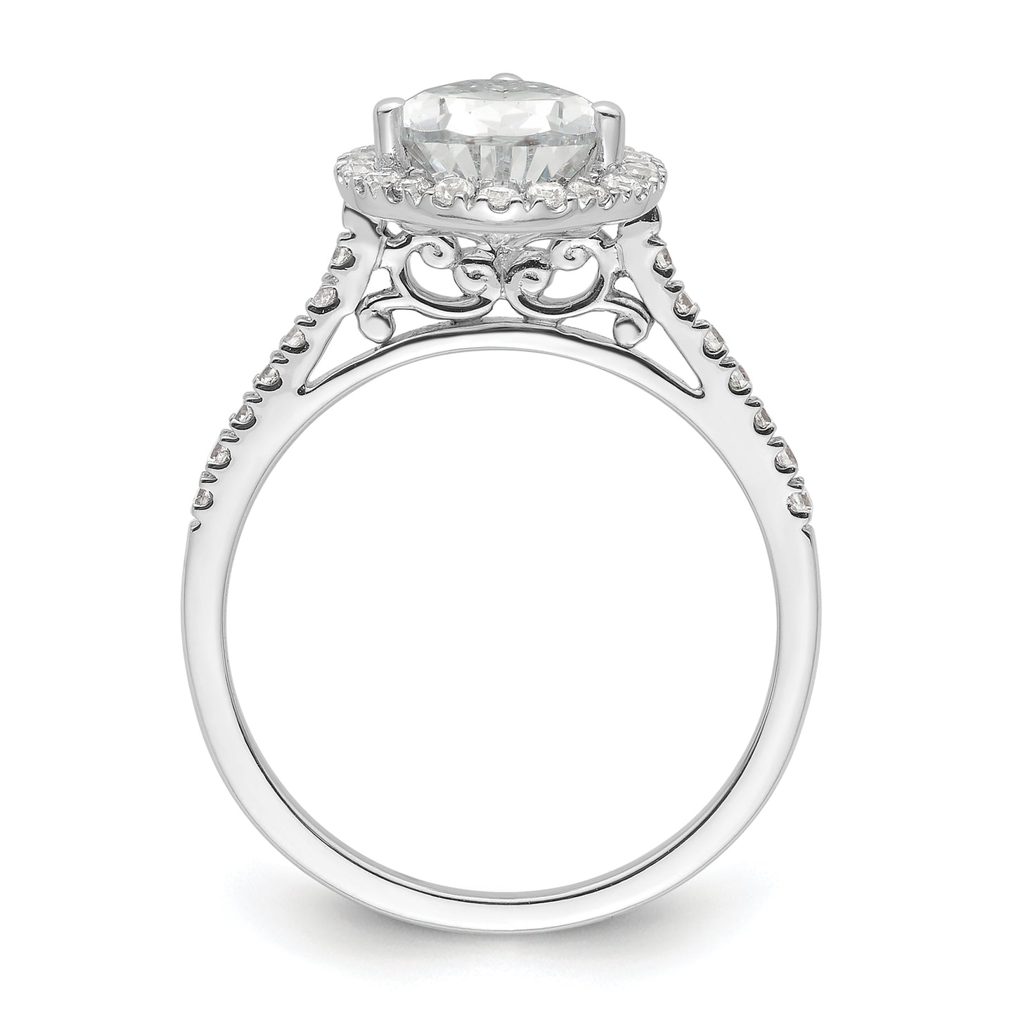 14k White Gold Halo (Holds 2 carat (10x7mm) Pear Center) 1/3 carat Diamond Semi-mount Engagement Ring