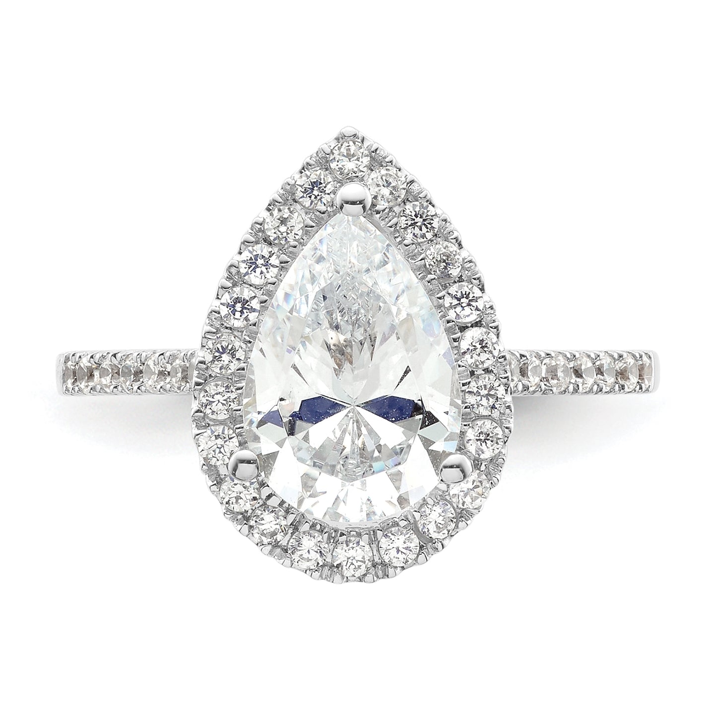 14k White Gold Halo (Holds 2 carat (10x7mm) Pear Center) 1/3 carat Diamond Semi-mount Engagement Ring