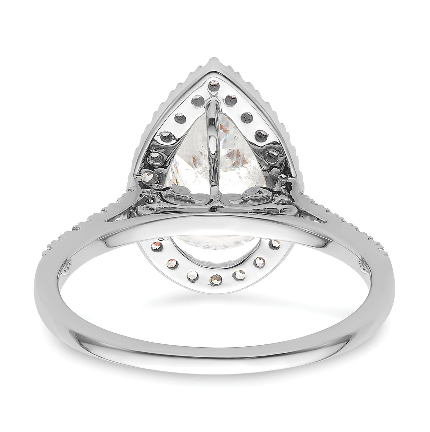 14k White Gold Halo (Holds 2 carat (10x7mm) Pear Center) 1/3 carat Diamond Semi-mount Engagement Ring