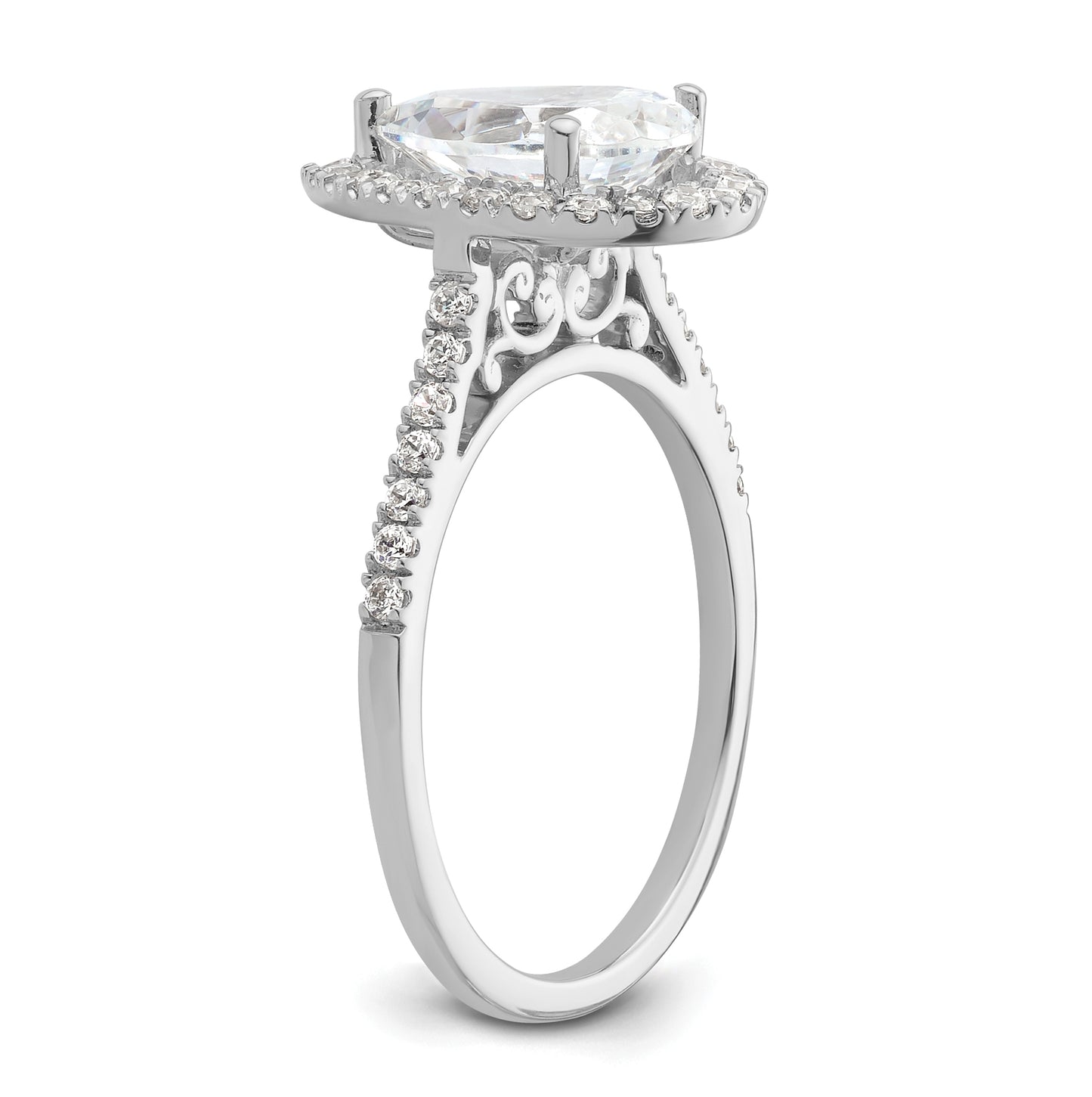 14k White Gold Halo (Holds 2 carat (10x7mm) Pear Center) 1/3 carat Diamond Semi-mount Engagement Ring
