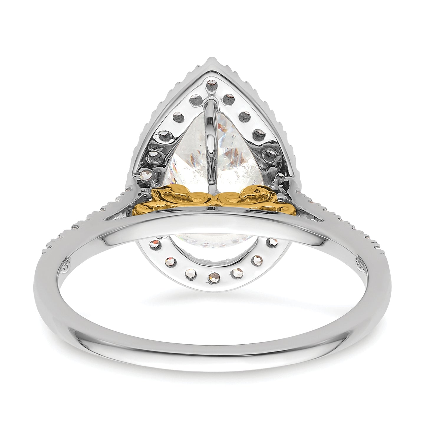 14k Two-tone Halo (Holds 2 carat (10x7mm) Pear Center) 1/3 carat Diamond Semi-mount Engagement Ring