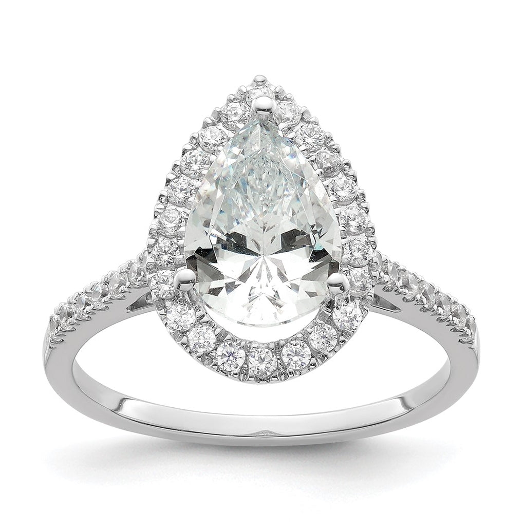 14k Two-tone Halo (Holds 2 carat (10x7mm) Pear Center) 1/3 carat Diamond Semi-mount Engagement Ring