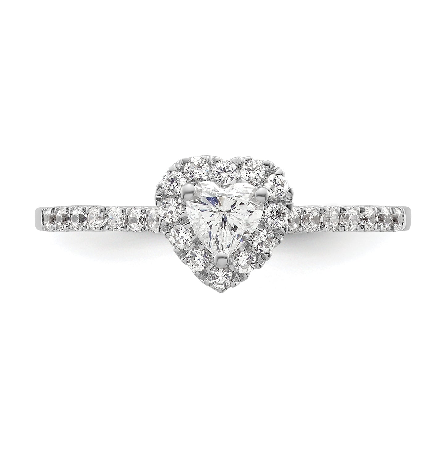 14k Two-tone Halo (Holds 1/4 carat (4mm) Heart Center) 1/4 carat Diamond Semi-mount Engagement Ring