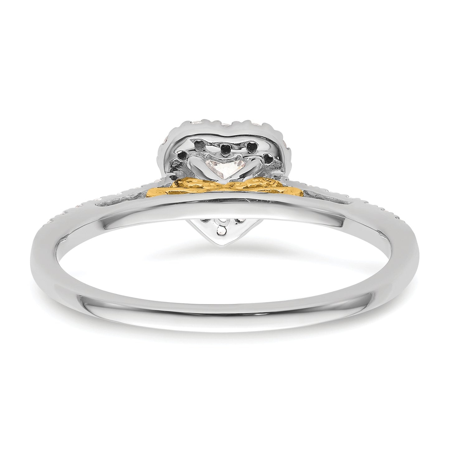 14k Two-tone Halo (Holds 1/4 carat (4mm) Heart Center) 1/4 carat Diamond Semi-mount Engagement Ring
