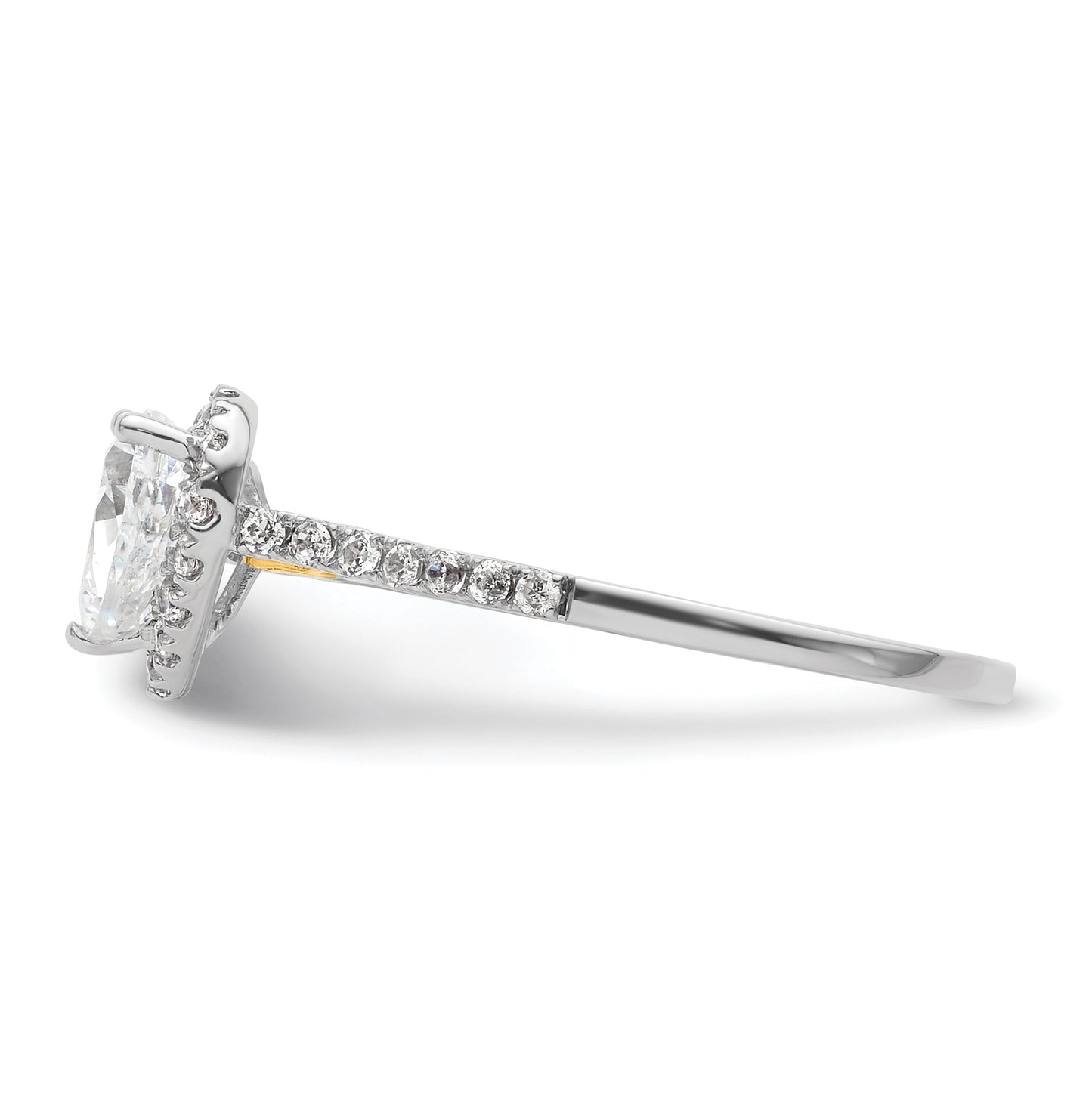 14k Two-tone Halo (Holds 3/4 carat (6mm) Heart Center) 1/3 carat Diamond Semi-mount Engagement Ring