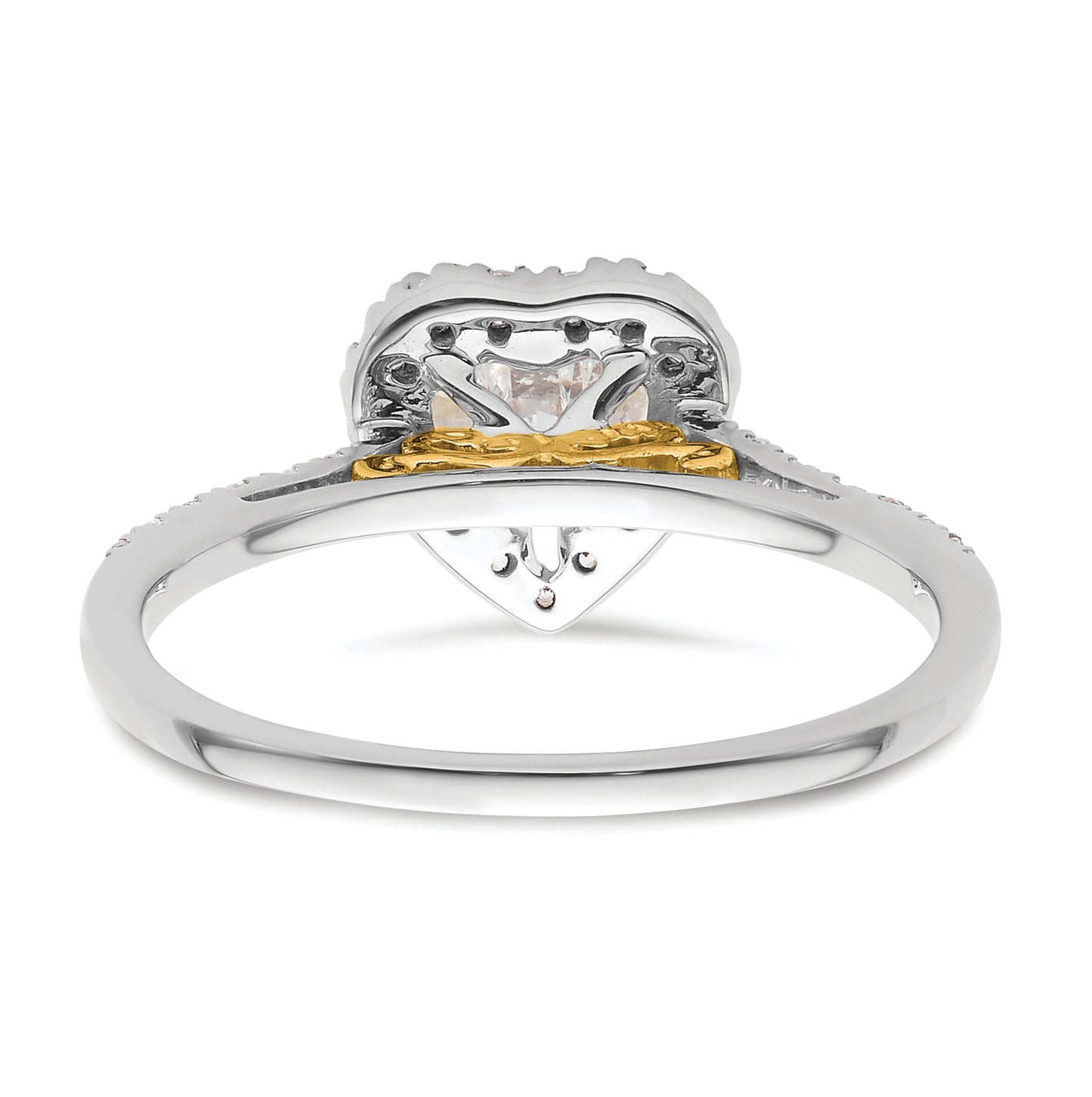 14k Two-tone Halo (Holds 3/4 carat (6mm) Heart Center) 1/3 carat Diamond Semi-mount Engagement Ring