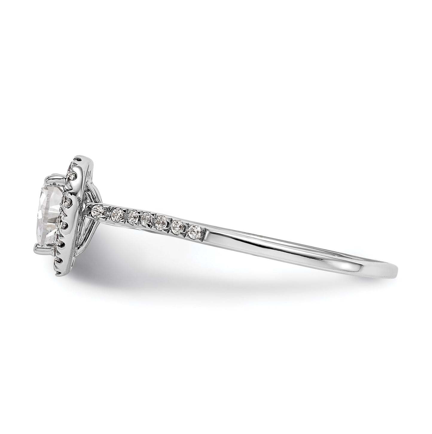 14k White Gold Halo (Holds 1 carat (6.5mm) Heart Center) 1/3 carat Diamond Semi-mount Engagement Ring