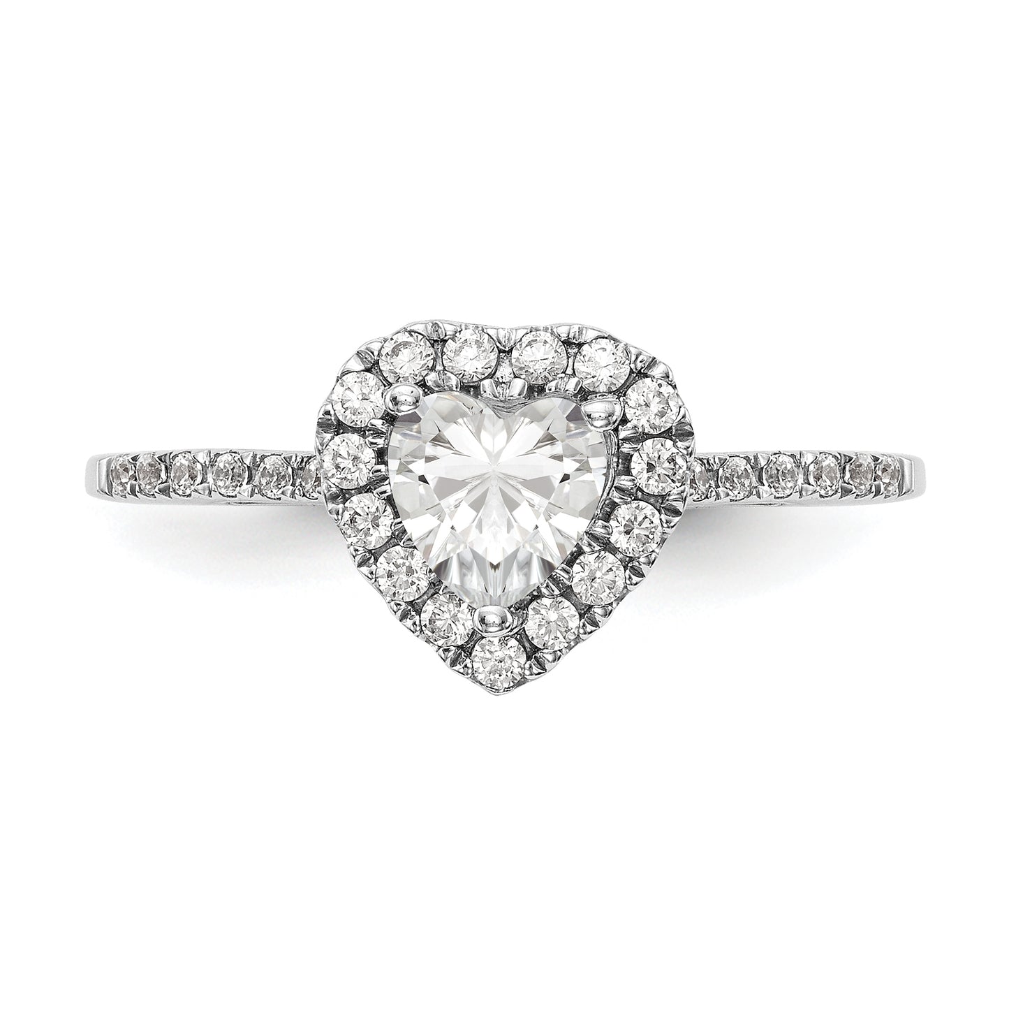 14k White Gold Halo (Holds 1 carat (6.5mm) Heart Center) 1/3 carat Diamond Semi-mount Engagement Ring