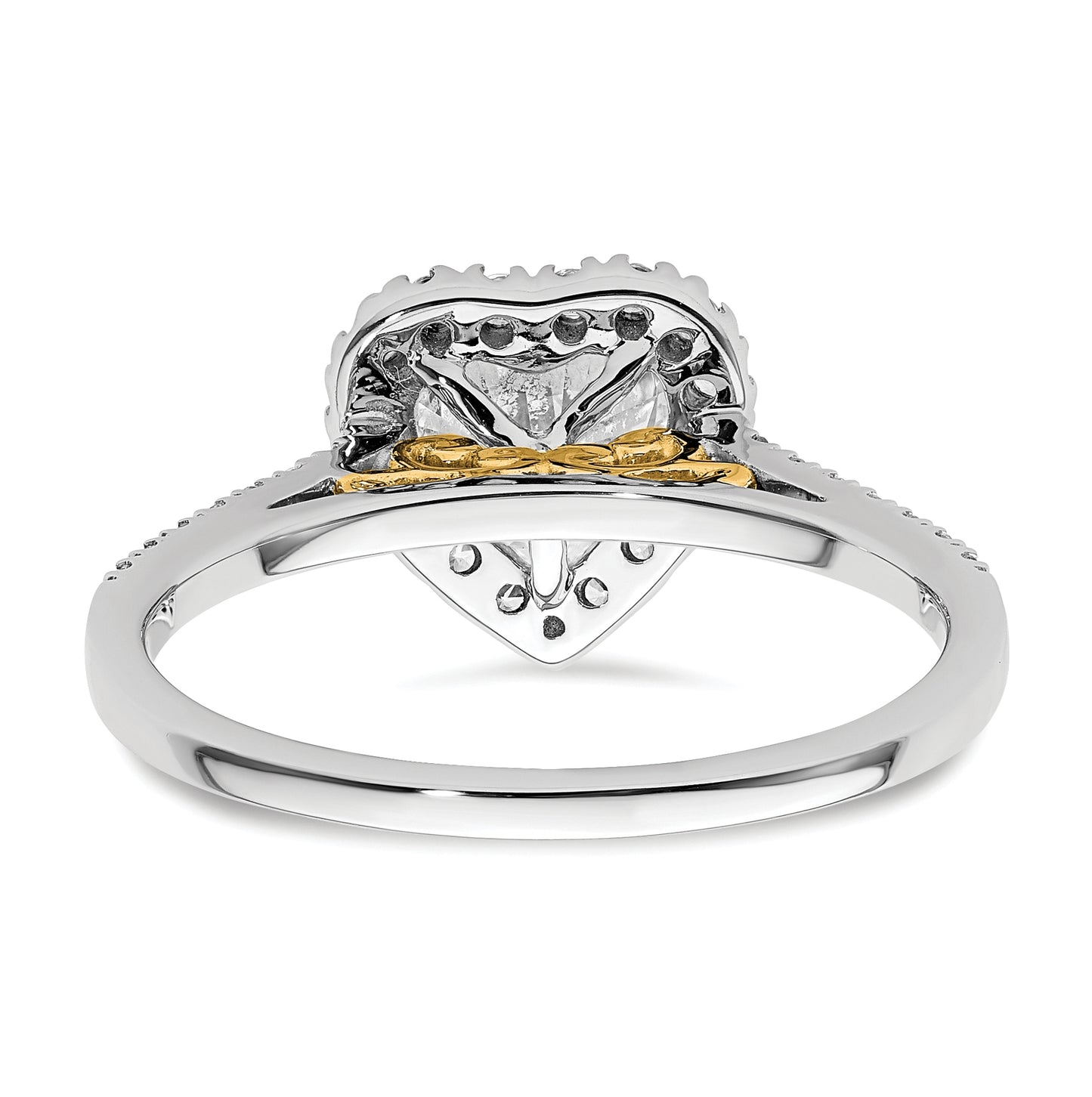14k Two-tone Halo (Holds 1.5 carat (7mm) Heart Center) 1/3 carat Diamond Semi-mount Engagement Ring