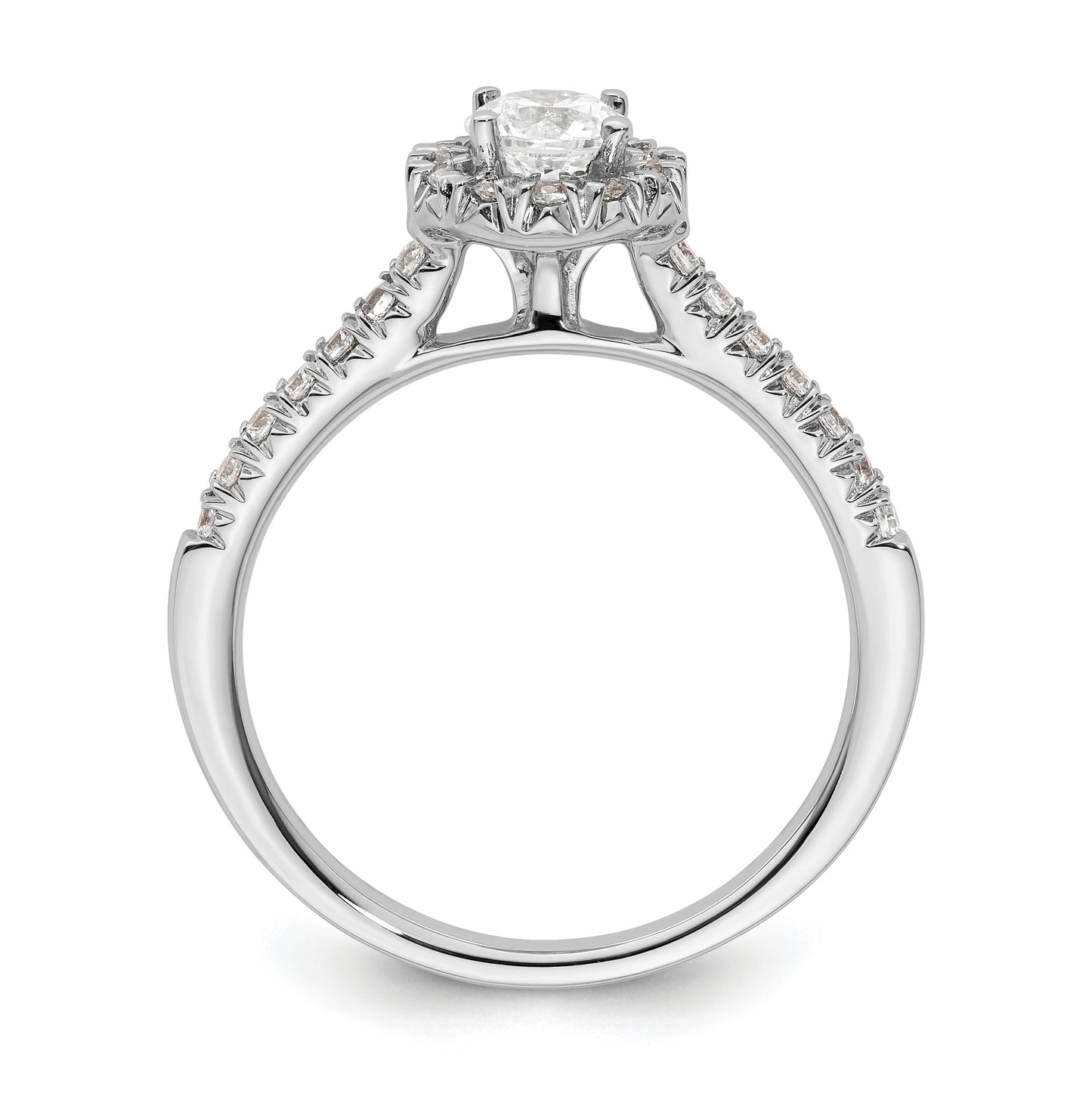 14k White Gold Halo (Holds 3/8 carat (4.6mm) Round Center) 1/4 carat Diamond Semi-mount Engagement Ring