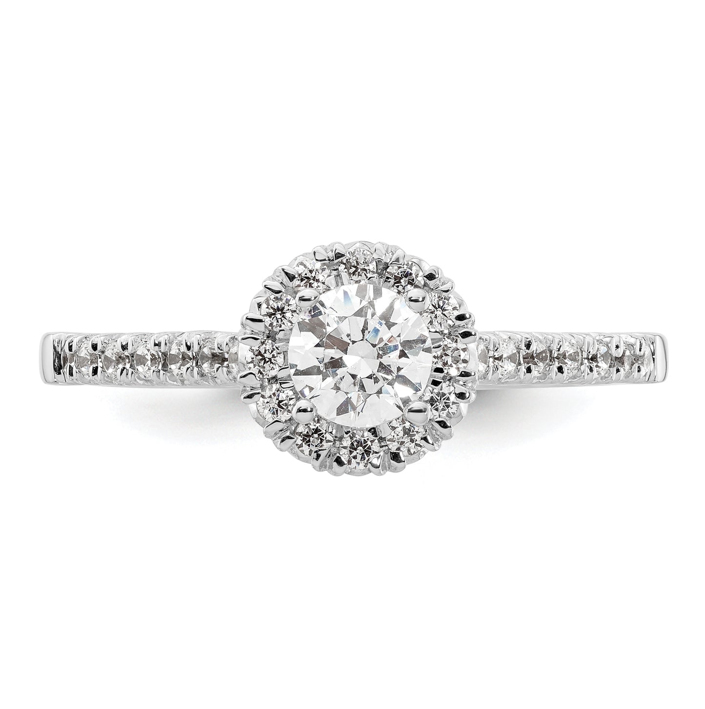 14k White Gold Halo (Holds 3/8 carat (4.6mm) Round Center) 1/4 carat Diamond Semi-mount Engagement Ring