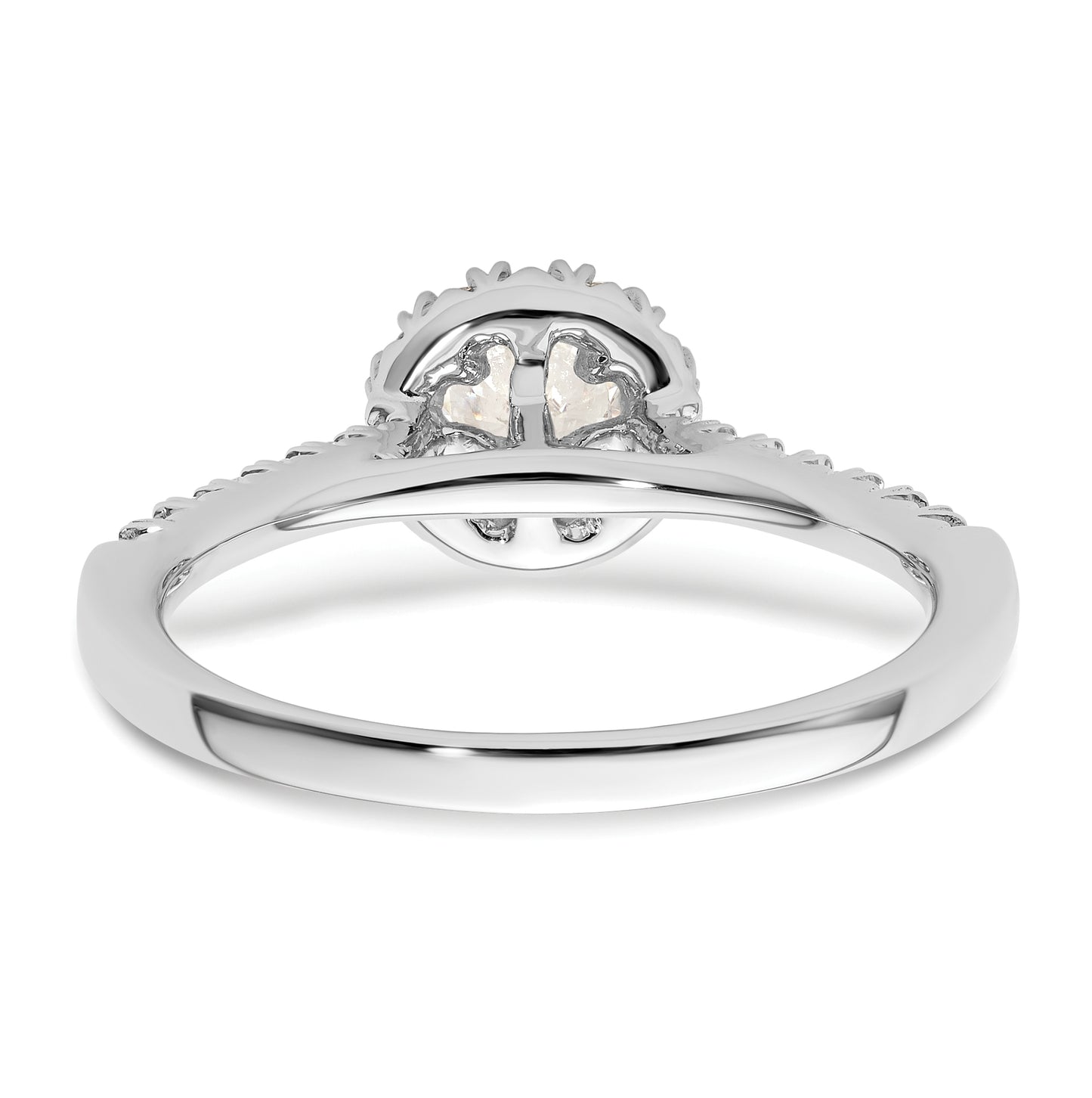 14k White Gold Halo (Holds 3/8 carat (4.6mm) Round Center) 1/4 carat Diamond Semi-mount Engagement Ring