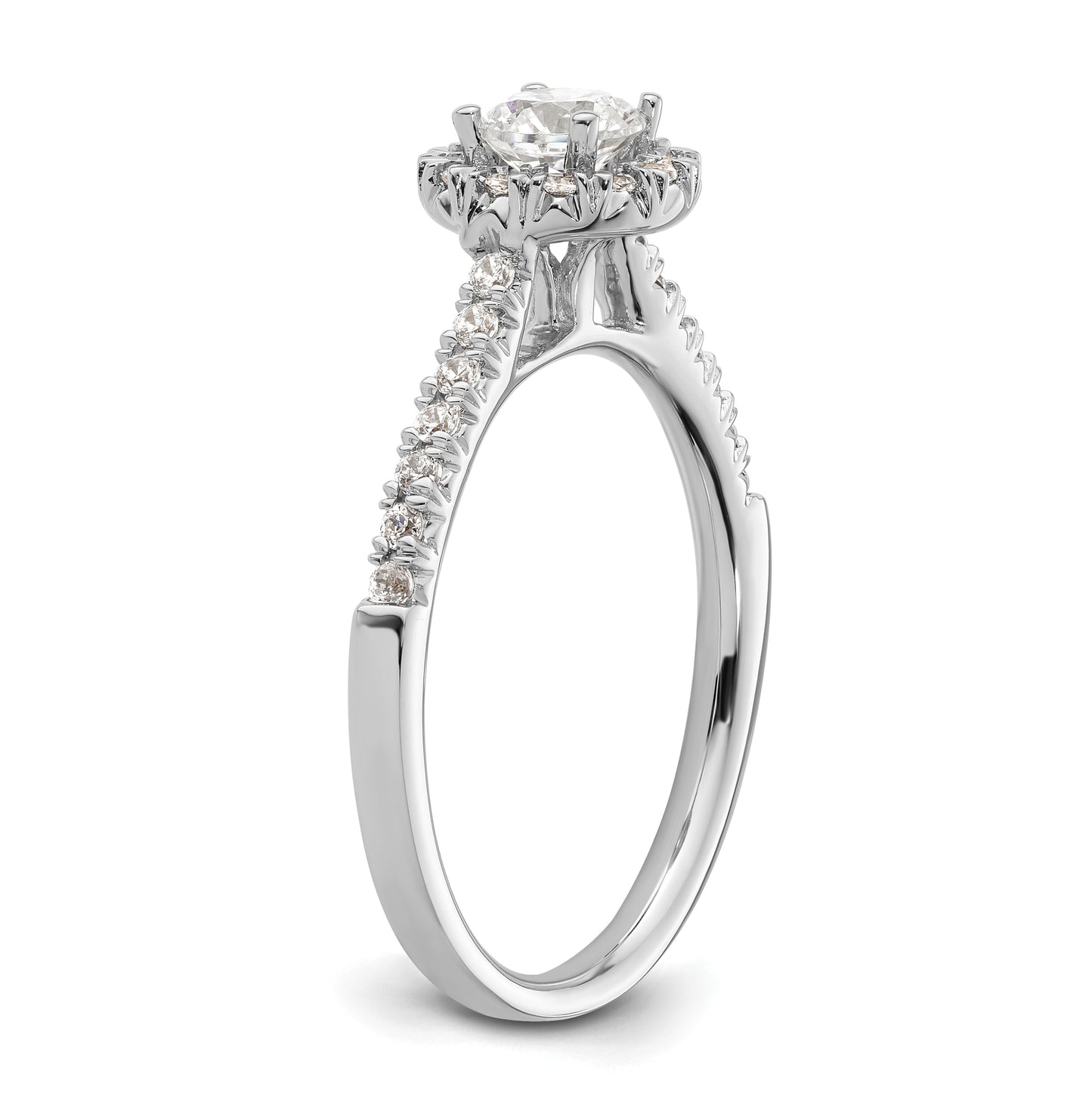 14k White Gold Halo (Holds 3/8 carat (4.6mm) Round Center) 1/4 carat Diamond Semi-mount Engagement Ring