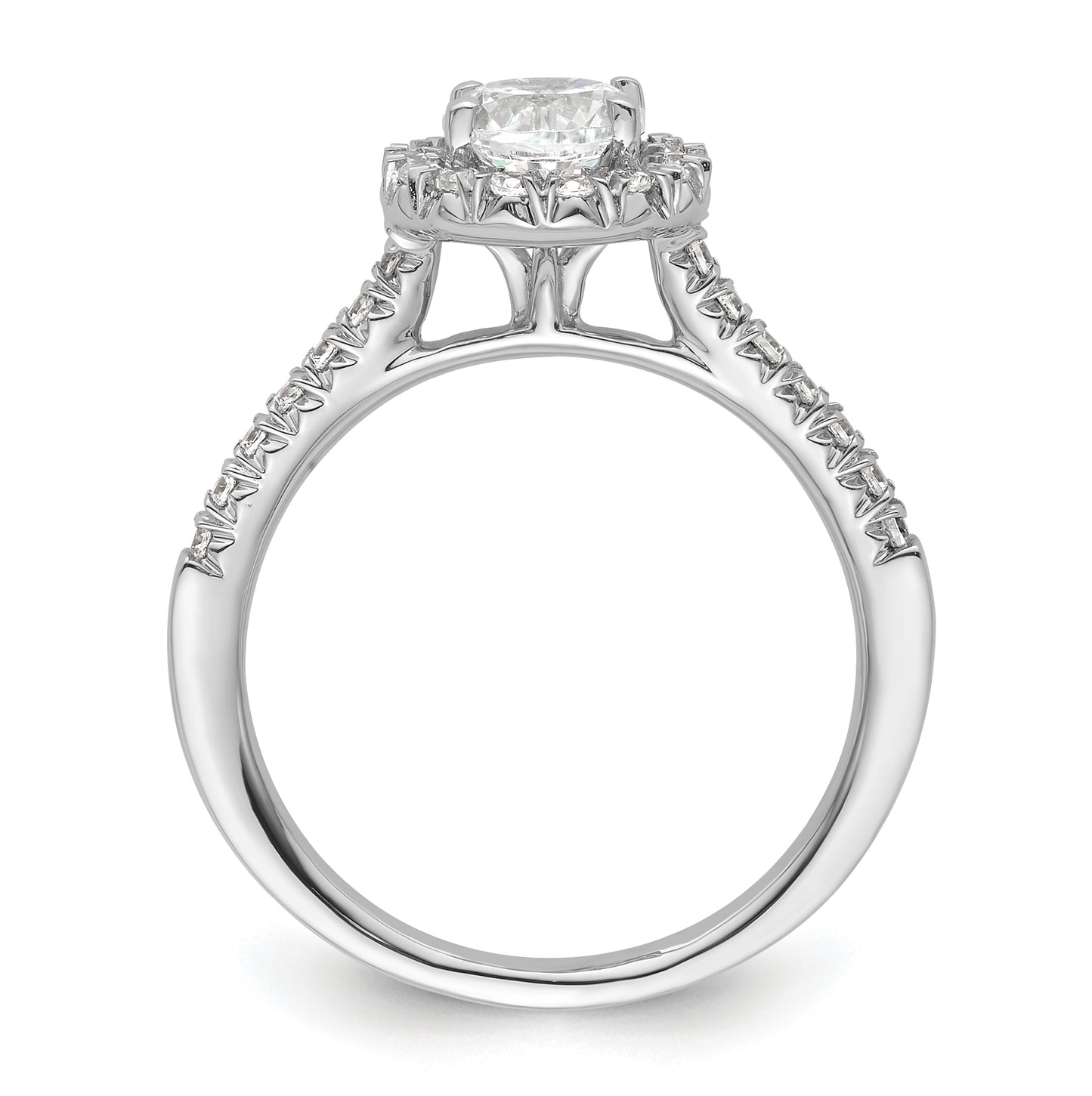 14k White Gold Halo (Holds 3/4 carat (5.7mm) Round Center) 1/3 carat Diamond Semi-mount Engagement Ring