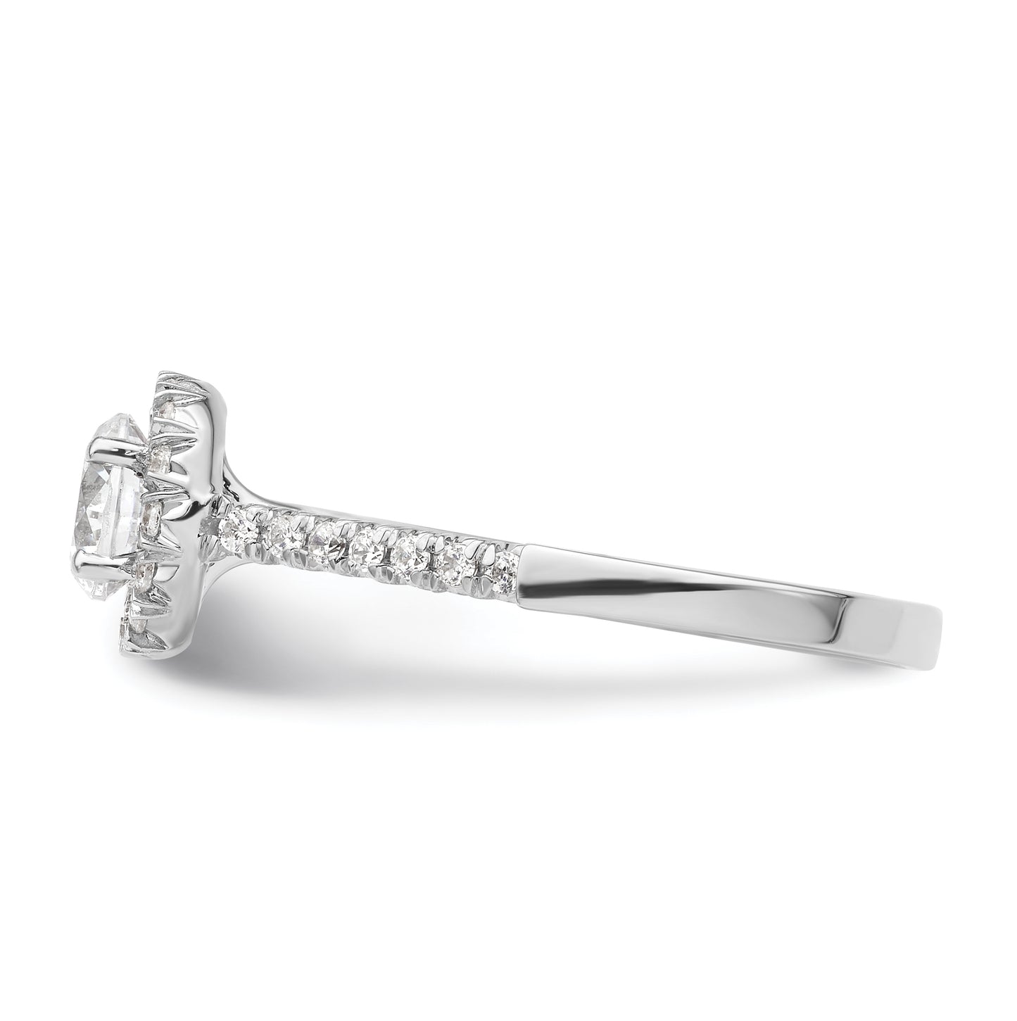 14k White Gold Halo (Holds 3/4 carat (5.7mm) Round Center) 1/3 carat Diamond Semi-mount Engagement Ring