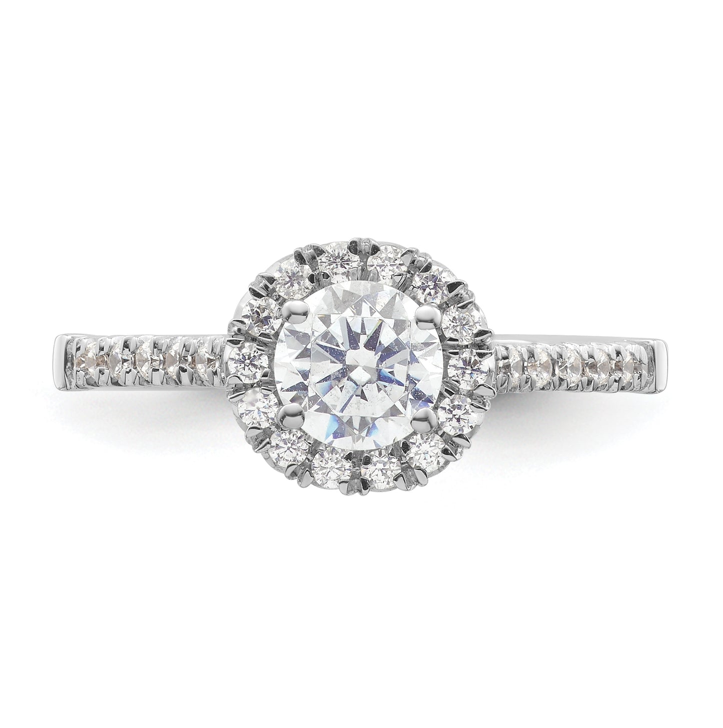 14k White Gold Halo (Holds 3/4 carat (5.7mm) Round Center) 1/3 carat Diamond Semi-mount Engagement Ring